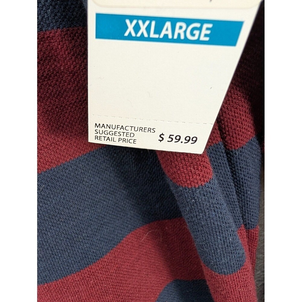 ODA Rugby Shirt Men's 2XL Maroon Blue Striped Long Sleeve 1/4 Zip Preppy NEW - Picture 9 of 11